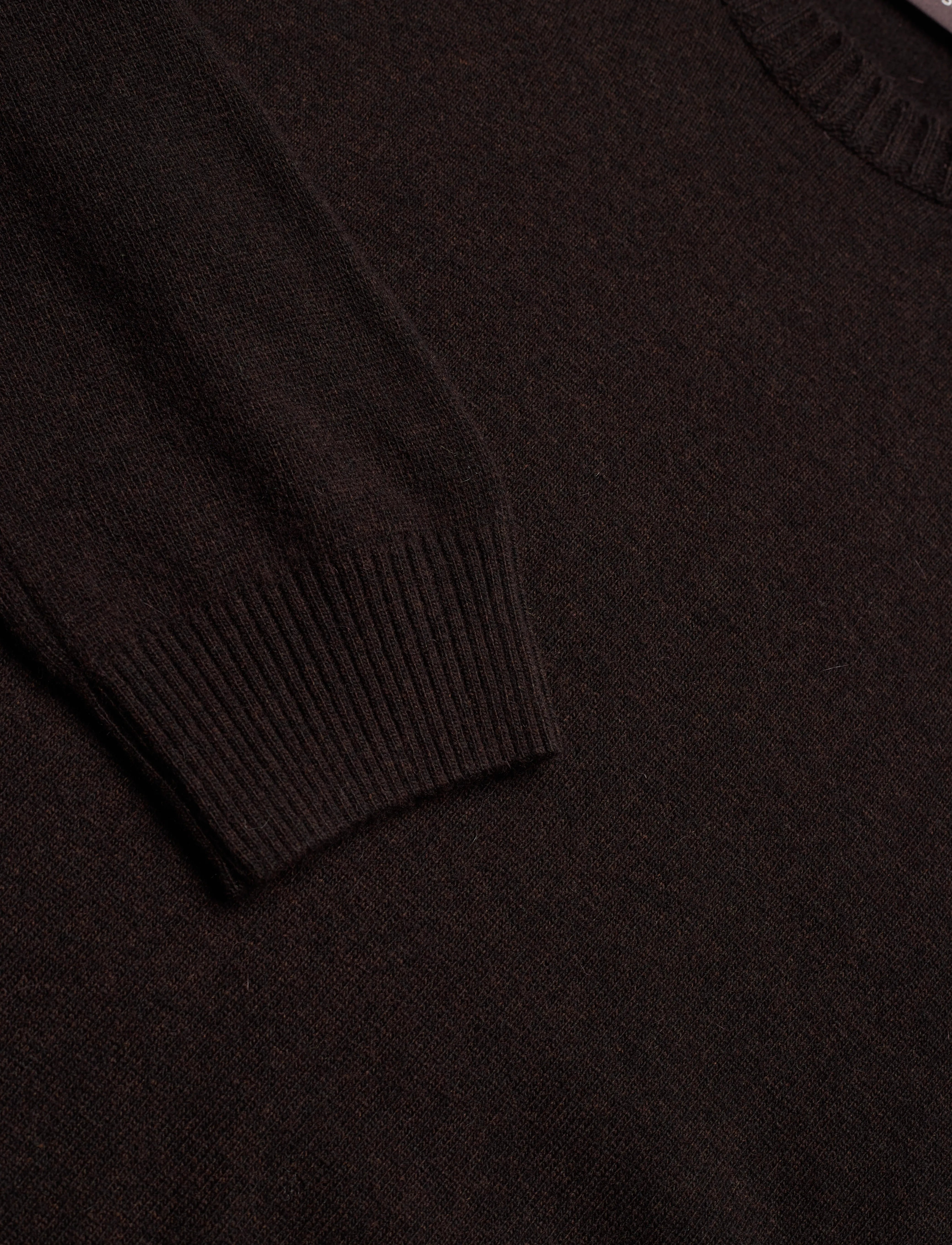 Oscar Jacobson - Valter Roundneck - round necks - brown flannel - 2
