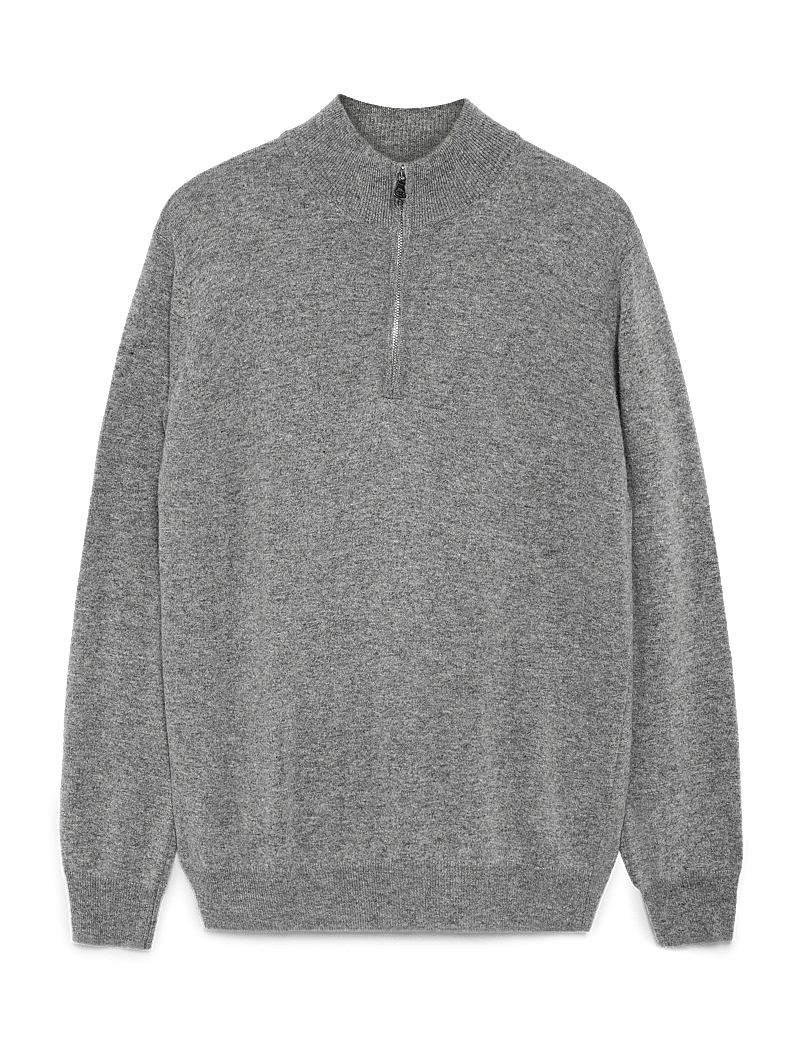 Oscar Jacobson - Patton Half Zip - half zip jumpers - grey melange - 1