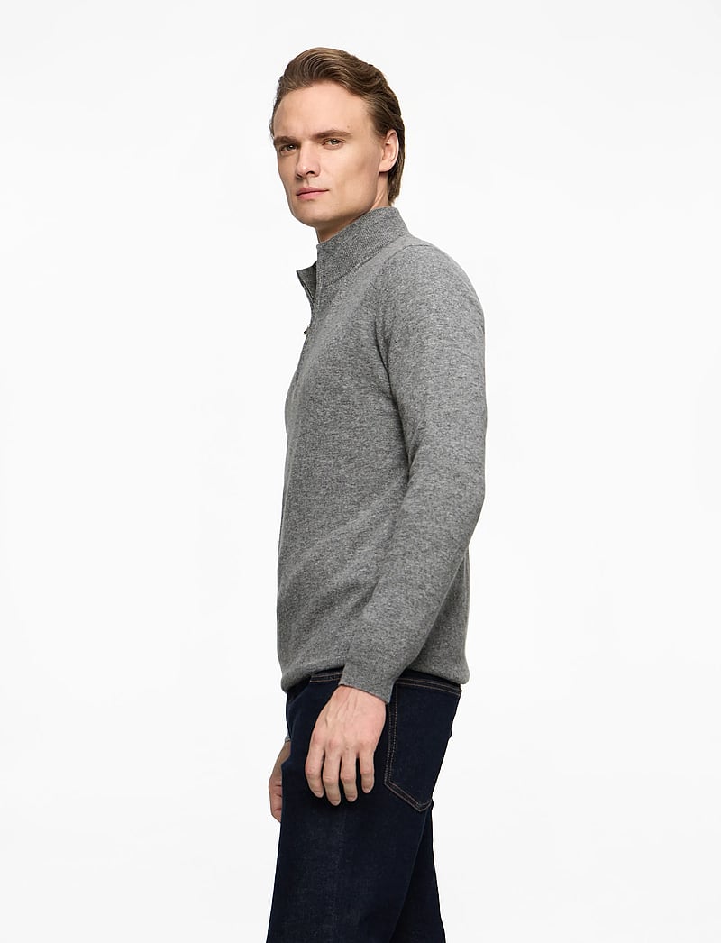 Oscar Jacobson - Patton Half Zip - half zip jumpers - grey melange - 3