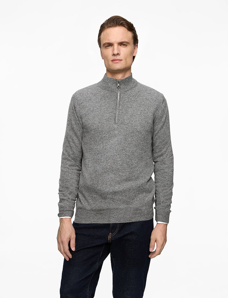 Oscar Jacobson - Patton Half Zip - half zip jumpers - grey melange - 0