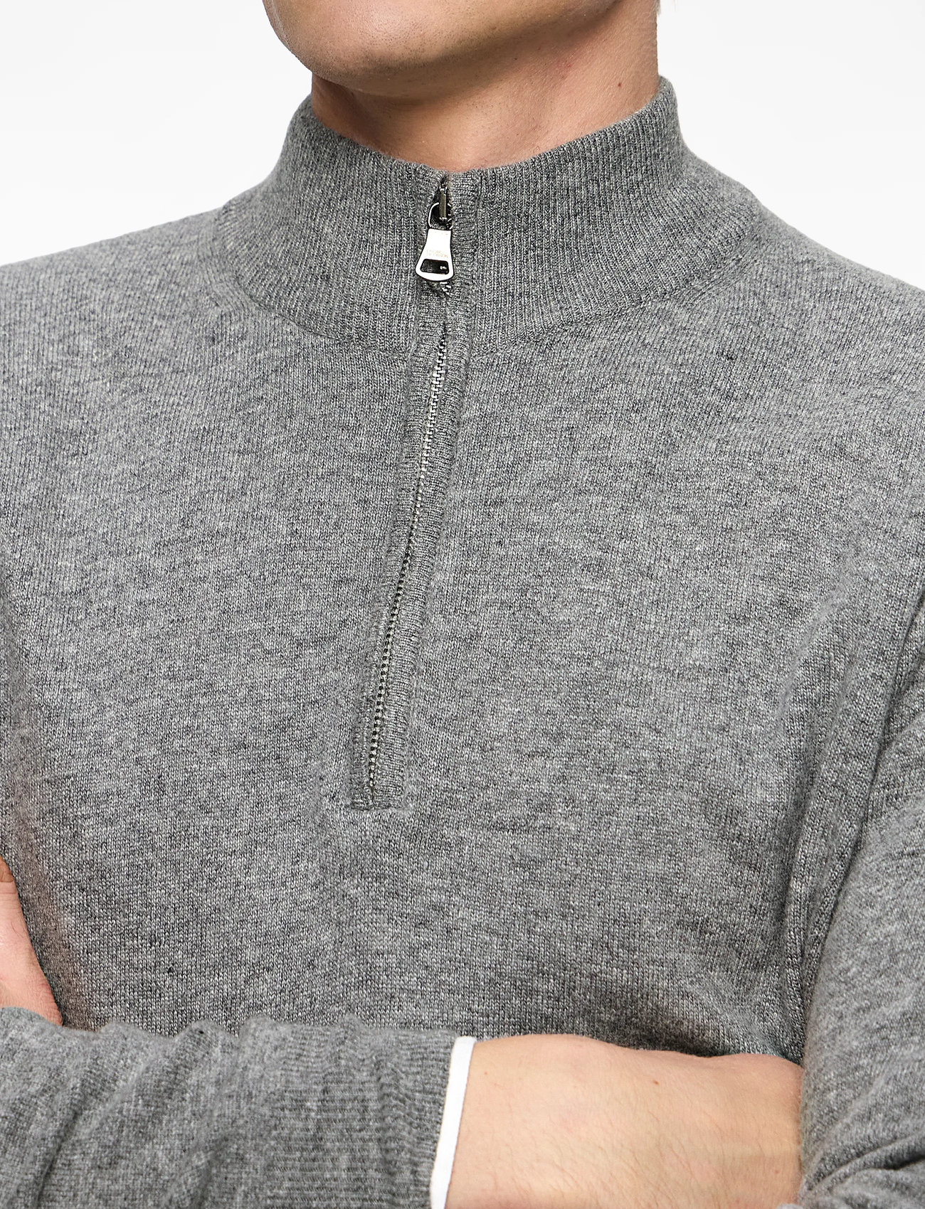 Oscar Jacobson - Patton Half Zip - half zip jumpers - grey melange - 5