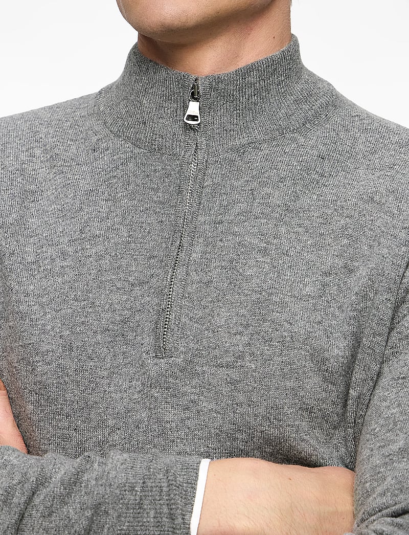 Oscar Jacobson - Patton Half Zip - half zip jumpers - grey melange - 5