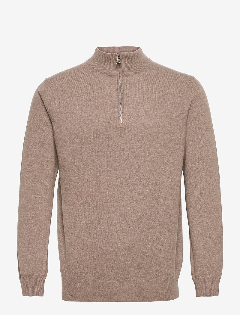 Oscar Jacobson - Patton Half Zip - tõmblukk-kaelusega dressipluusid - walnut beige - 0
