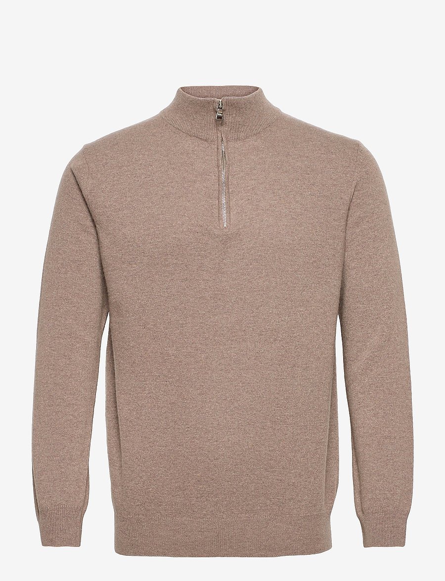 Oscar Jacobson - Patton Half Zip - half zip jumpers - walnut beige - 0