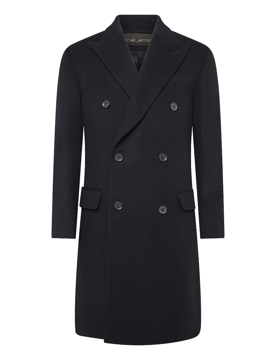 Oscar Jacobson - Sicily Double Breasted Coat - winter jackets - navy - 0