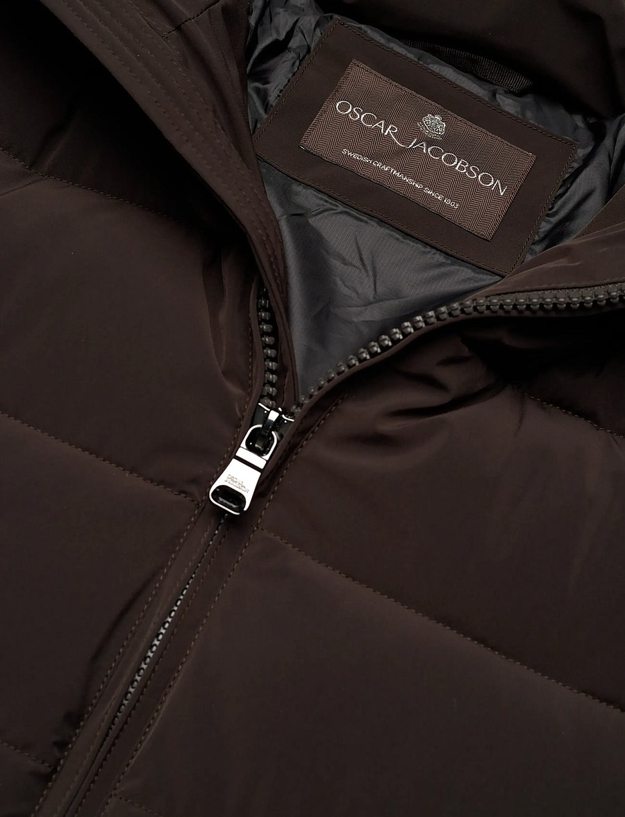 Oscar Jacobson - Hooded Puffer Jacket - talvejoped - terra brown - 2