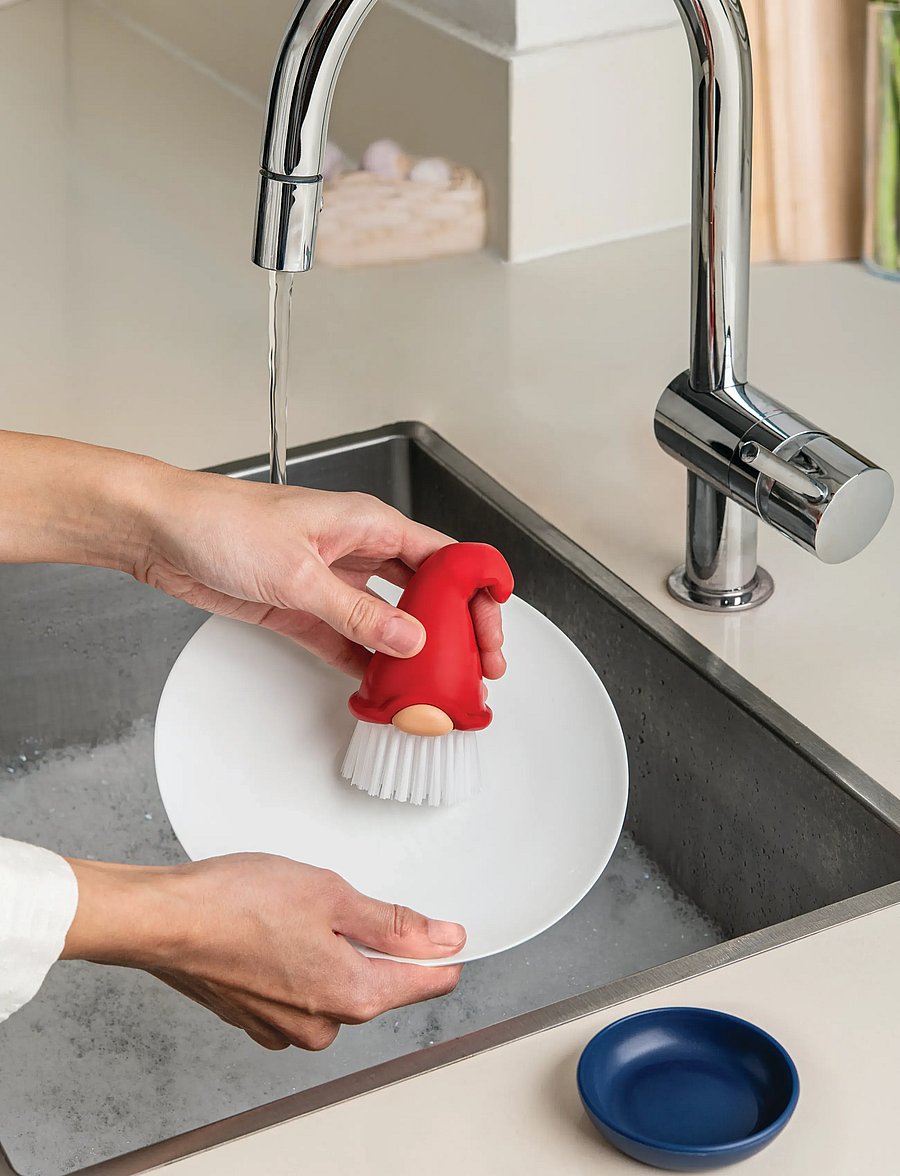 OTOTO - Dish brush - Beardy - nõudepesulapid ja -harjad - red & white - 0