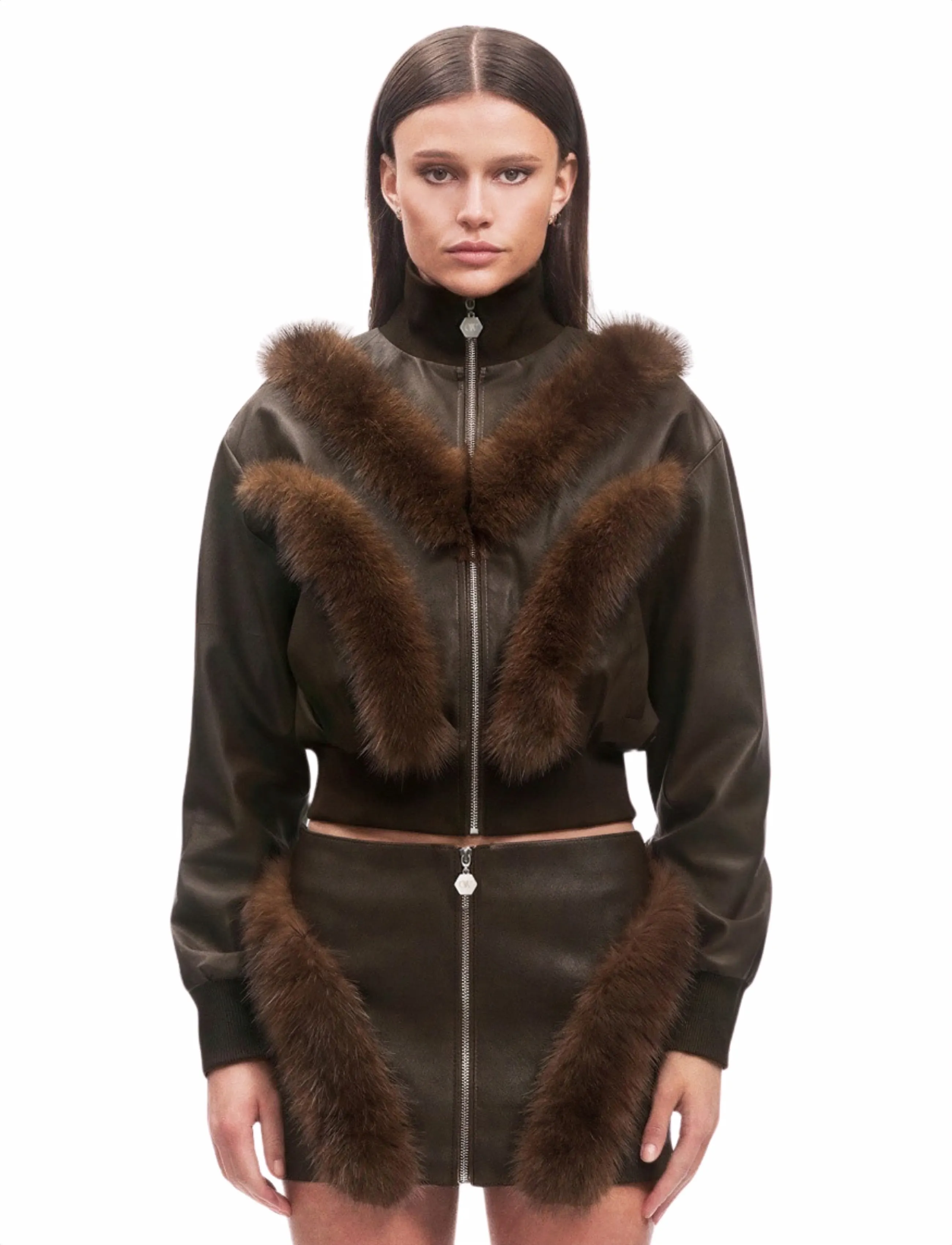 OW Collection Bela Jacket, L, Brown, Jakker > Bomberjakker, Dame