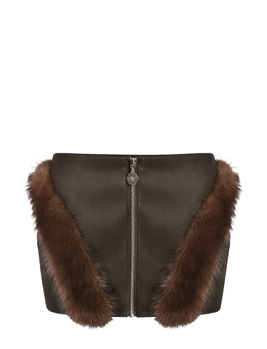OW Collection - BELA Mini Skirt - korta kjolar - brown - 1
