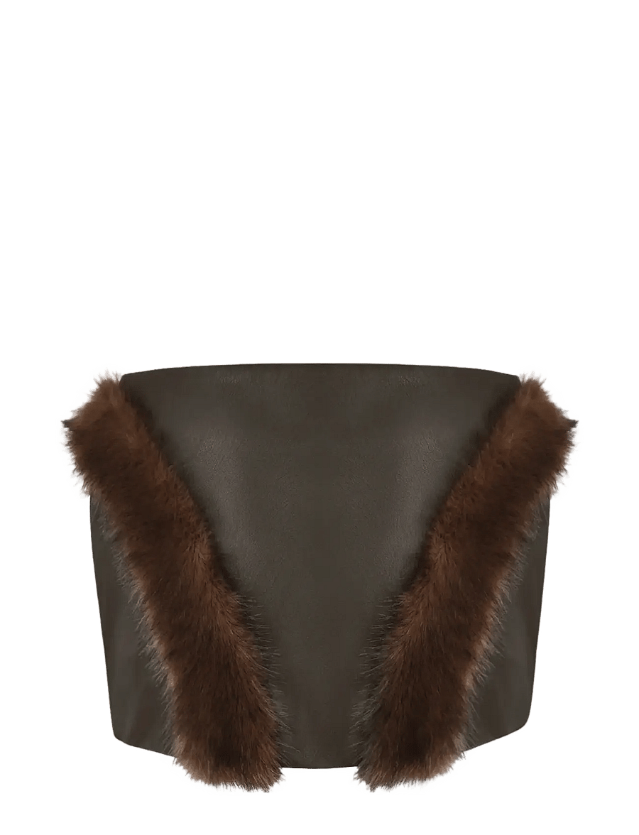 OW Collection - BELA Mini Skirt - korta kjolar - brown - 2