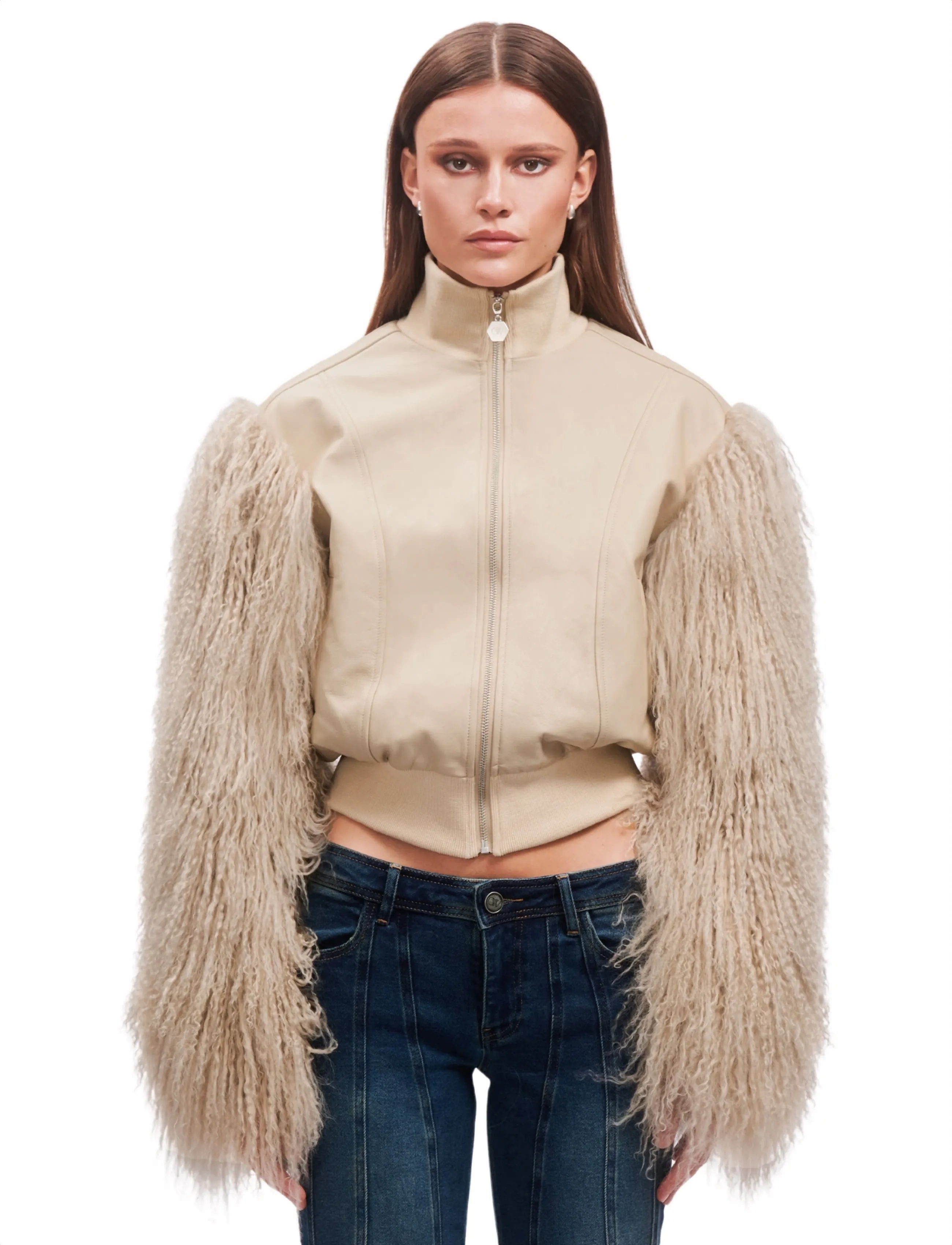 OW Collection BEX Jacket - Skinnjackor - TAN / cream