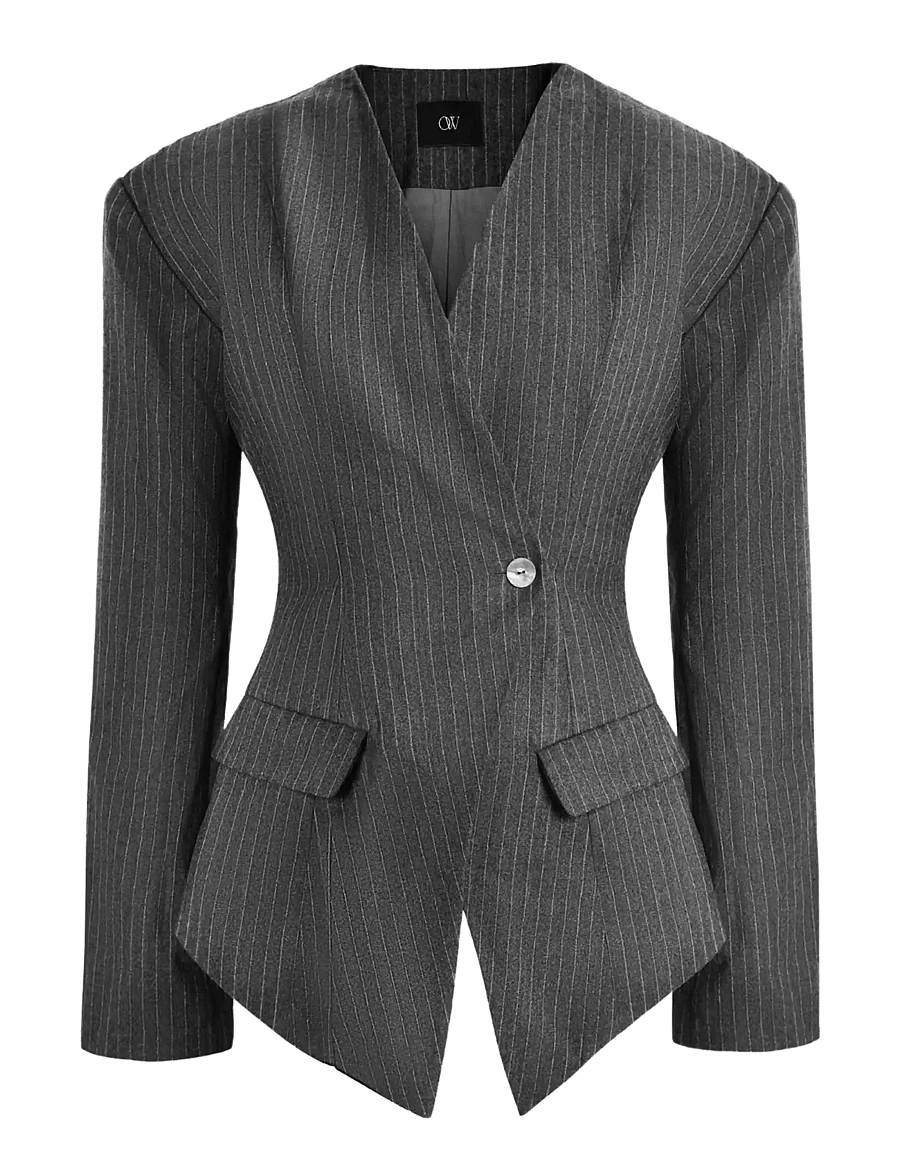 OW Collection - LANI Blazer - einreihige blazer - grey stripe - 1