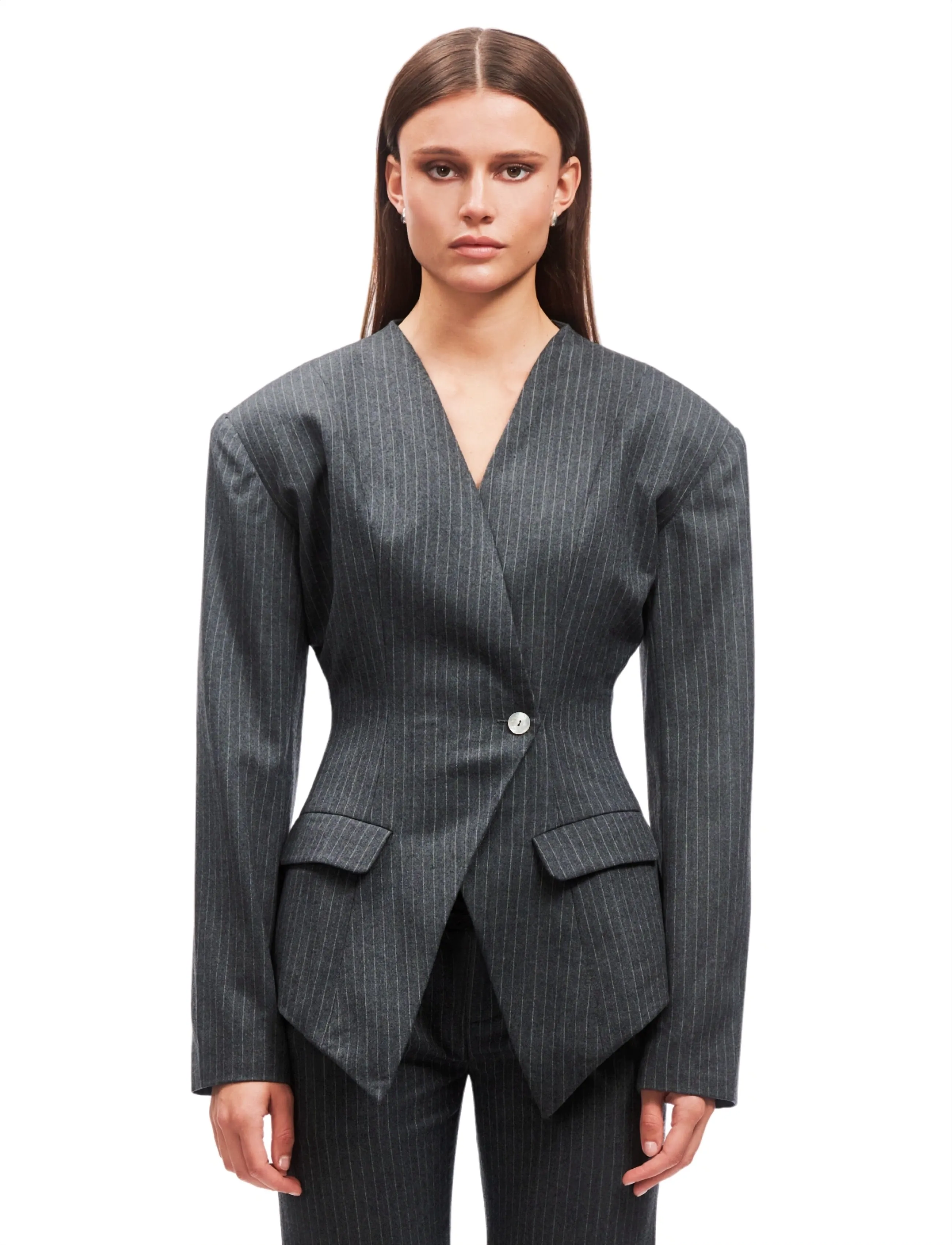 OW Collection Lani Blazer, M, Grey, Blazere > Enkeltradede Blazere, Dame
