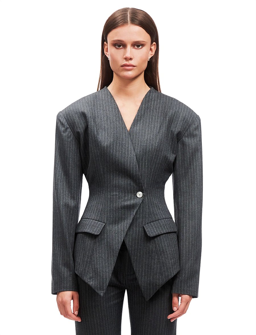OW Collection - LANI Blazer - einreihige blazer - grey stripe - 0