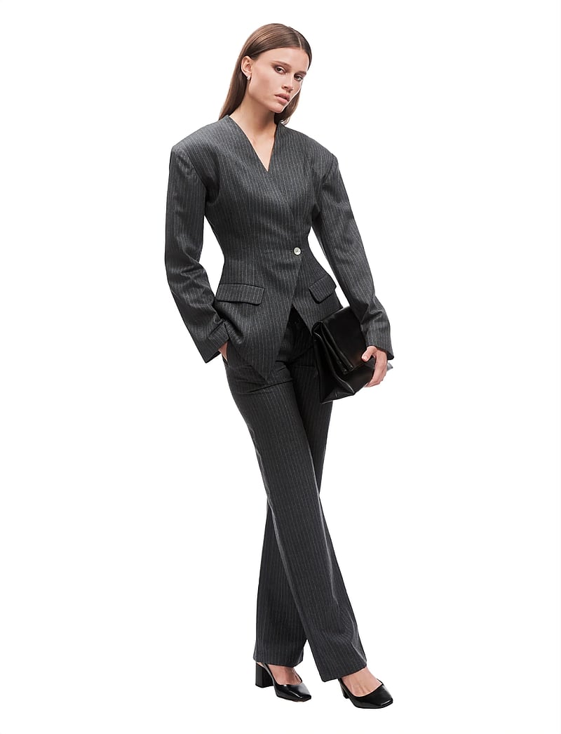 OW Collection - LANI Blazer - enkelknäppta kavajer - grey stripe - 5