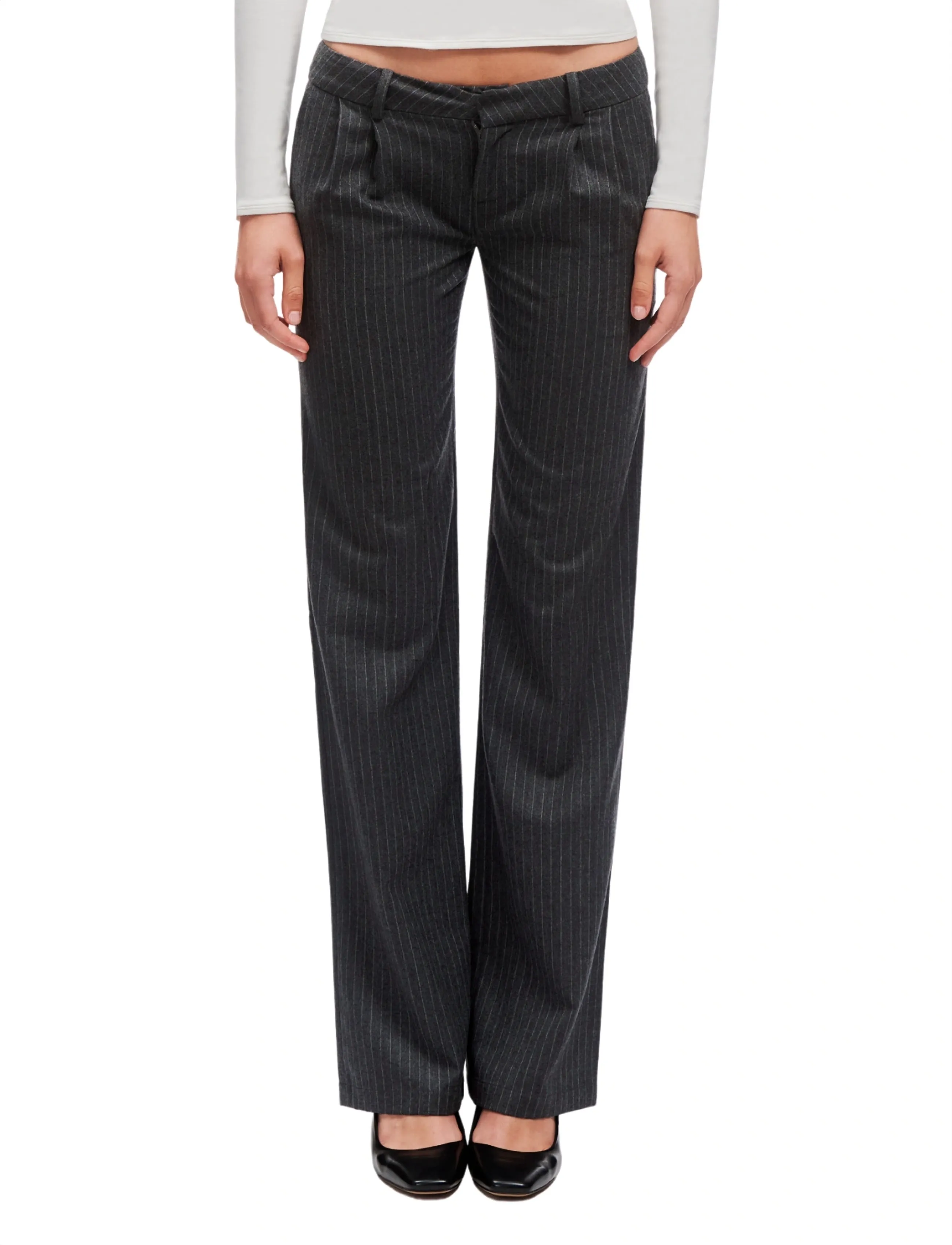 OW Collection LANI Pants - Bukser - GREY STRIPE / grey