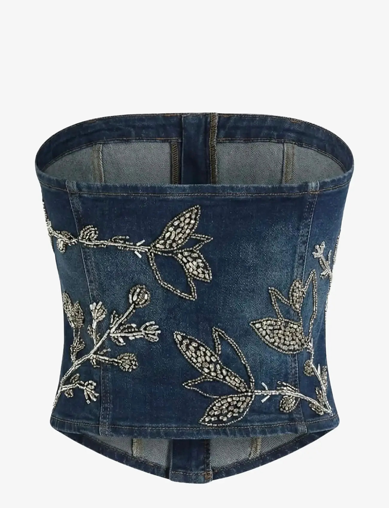 OW Collection - NOVA Embellished Denim Top - sleeveless tops - dark wash - 2