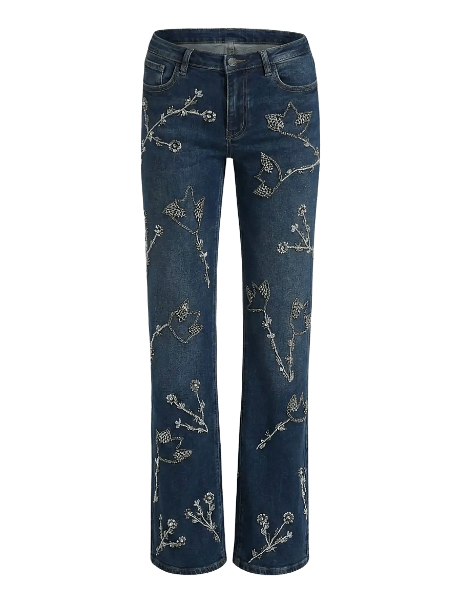 OW Collection - NOVA Embellished Denim Jeans - raka jeans - dark wash - 1