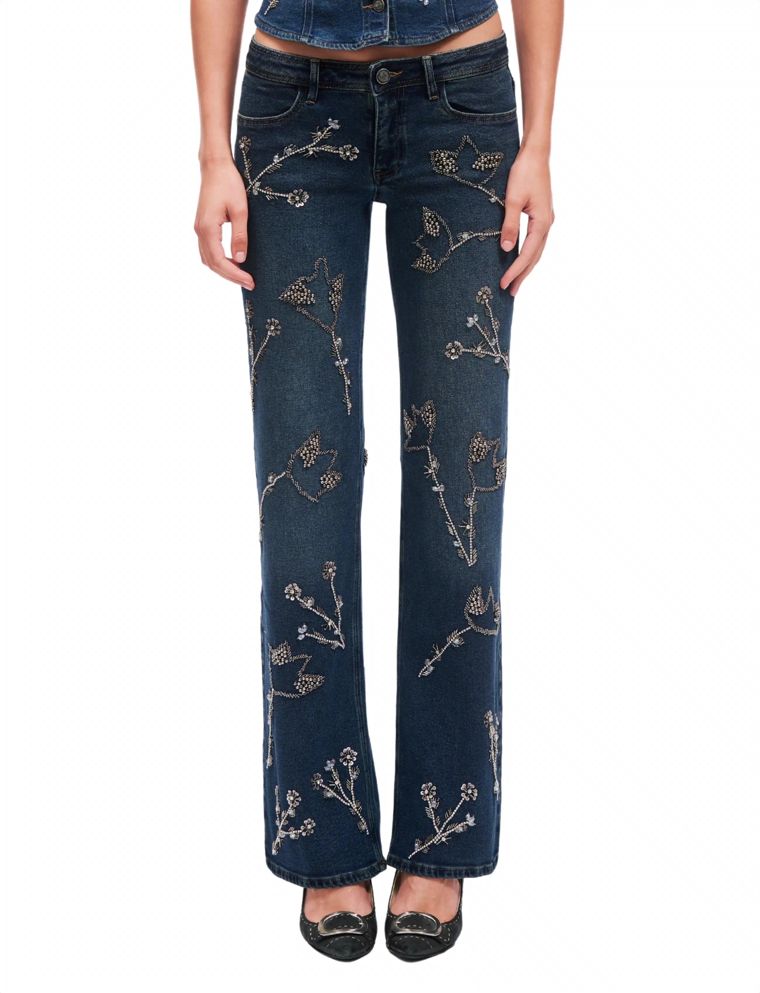 OW Collection - NOVA Embellished Denim Jeans - straight jeans - dark wash - 3