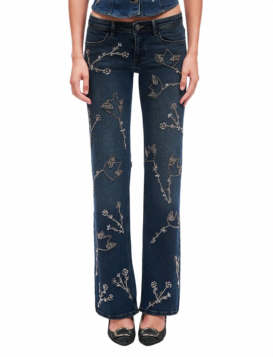 OW Collection - NOVA Embellished Denim Jeans - raka jeans - dark wash - 3