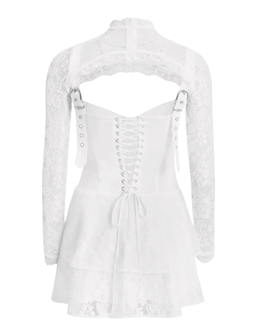 OW Collection - NORI Corset Mini Dress (2-piece) - konfirmation - white - 2
