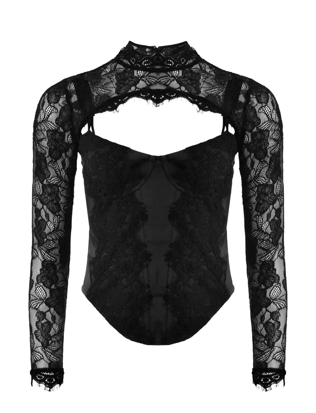 OW Collection BRISA Corset Top (2-piece) - Transitional Layering - BLACK / black