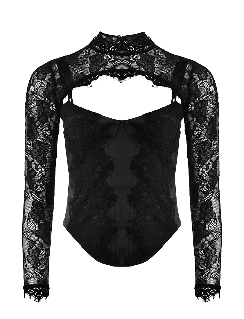 OW Collection - BRISA Corset Top (2-piece) - langærmede toppe - black - 1