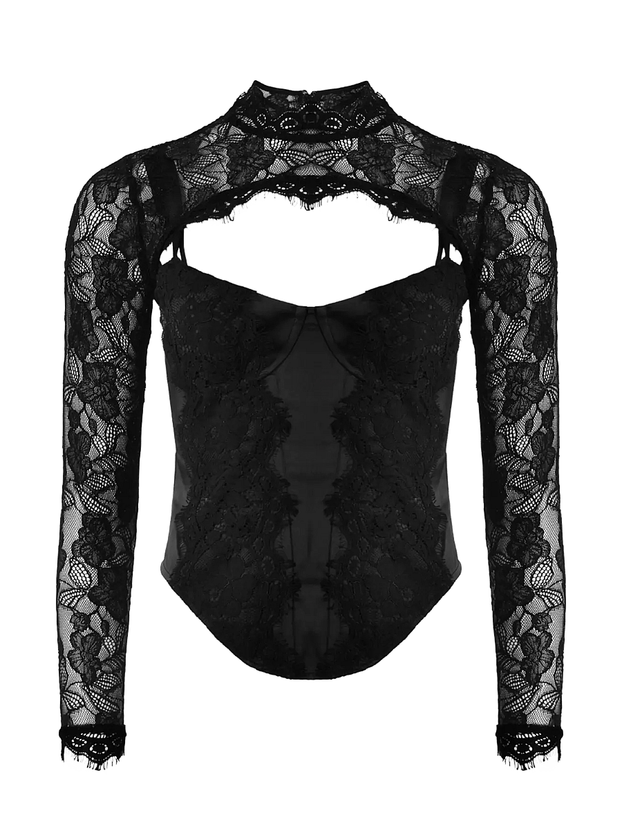 OW Collection - BRISA Corset Top (2-piece) - langärmlige tops - black - 1