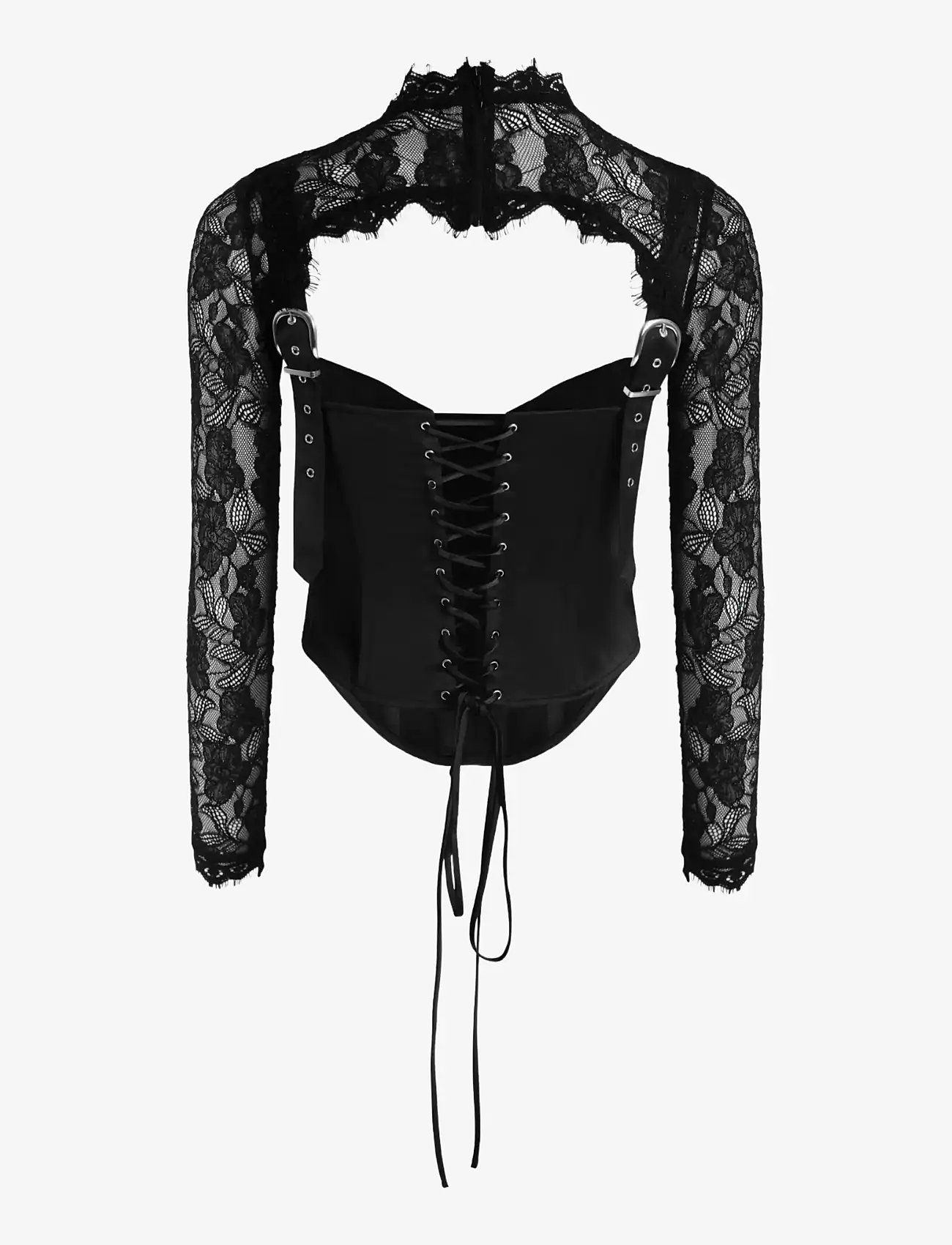 OW Collection - BRISA Corset Top (2-piece) - long-sleeved tops - black - 2