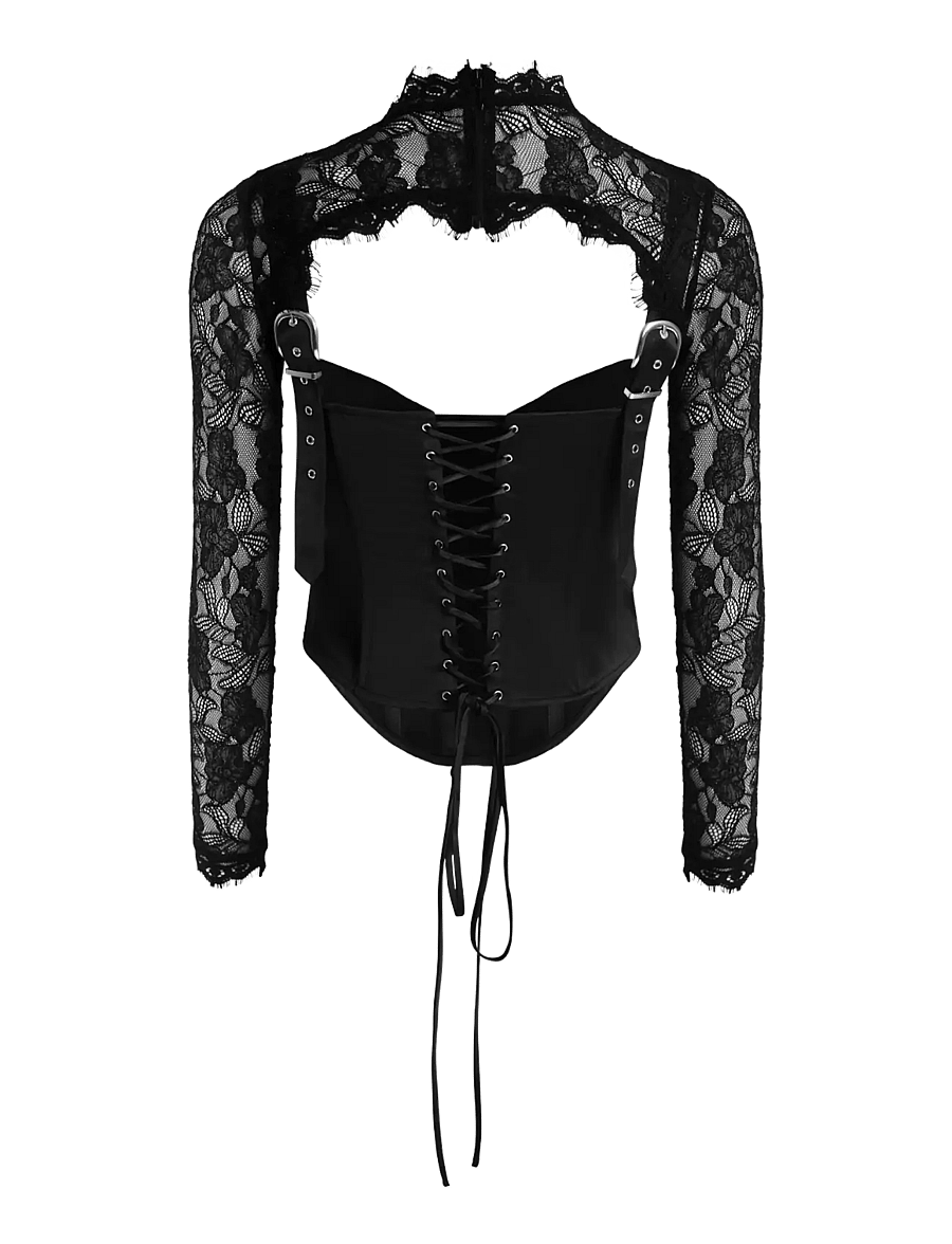 OW Collection - BRISA Corset Top (2-piece) - langärmlige tops - black - 2