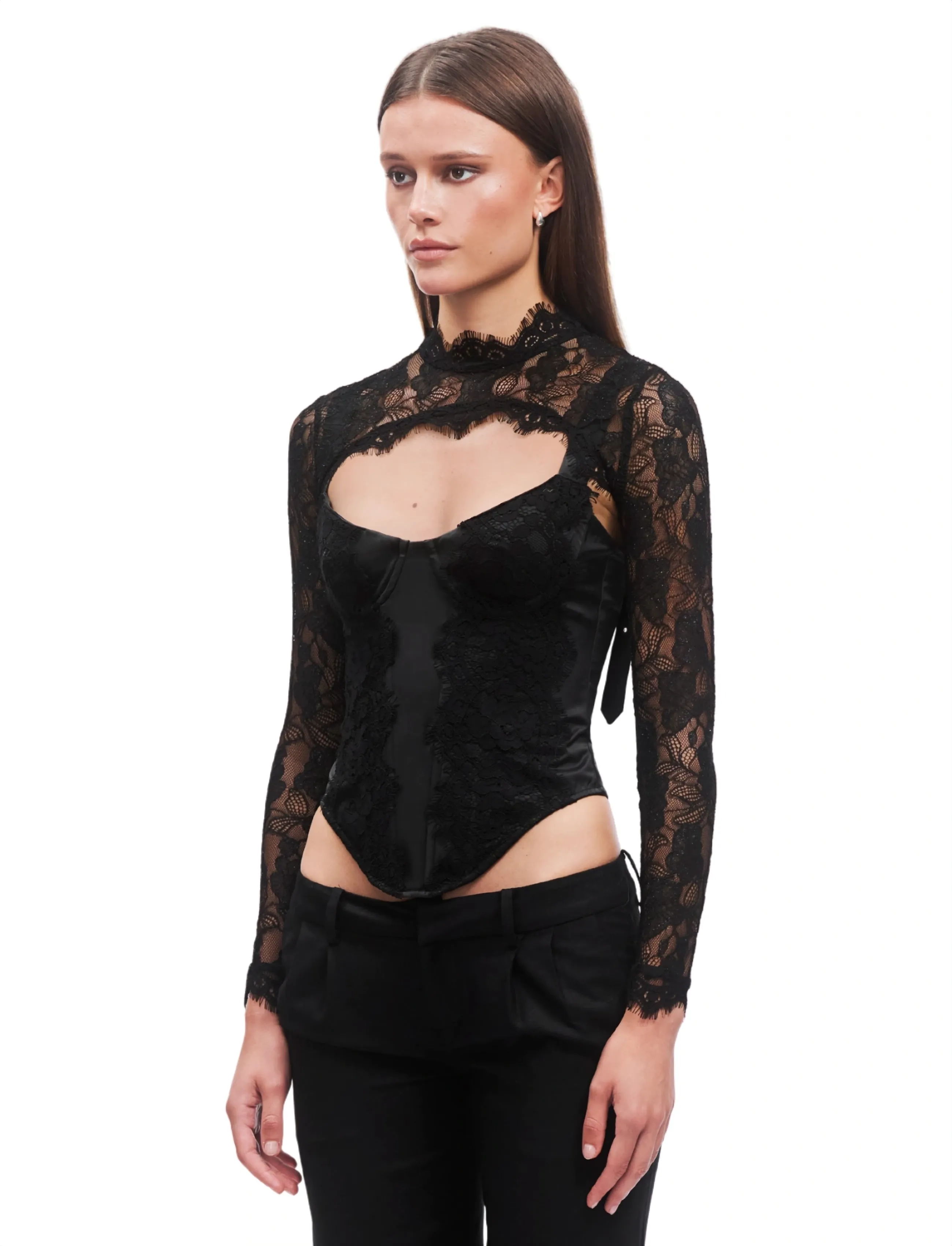 OW Collection - BRISA Corset Top (2-piece) - langärmlige tops - black - 3