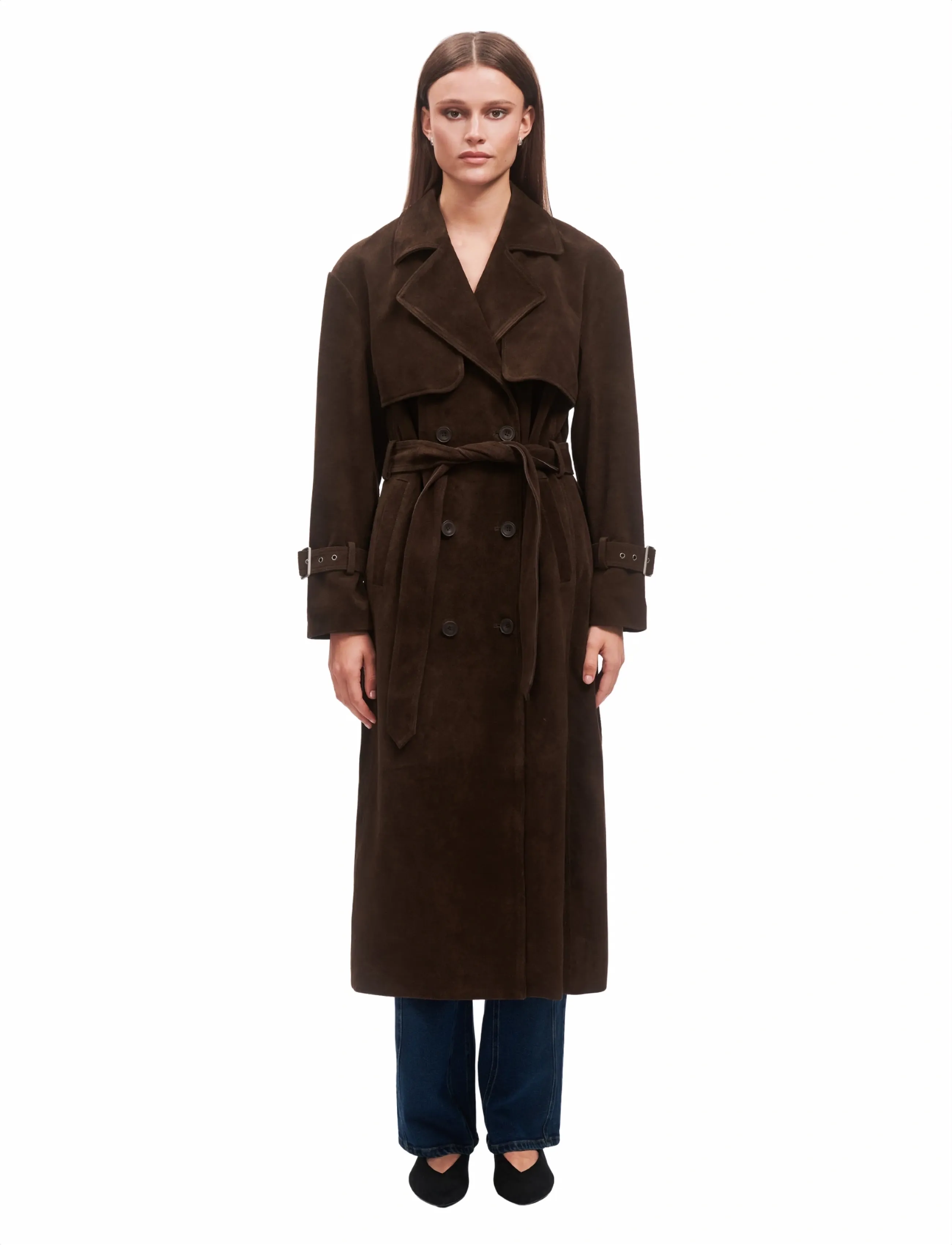 OW Collection Zade Trenchcoat, L, Brown, Frakker > Trenchcoats, Dame