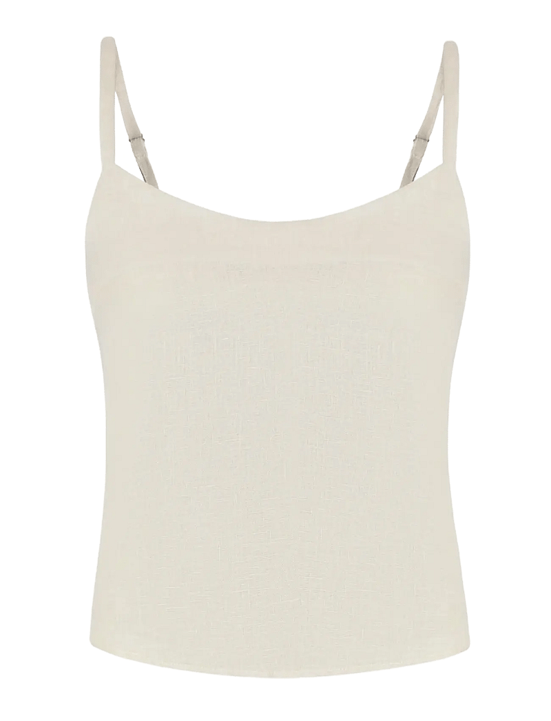 OW Collection - LUMA Tie Top - hihattomat paidat - beige - 1