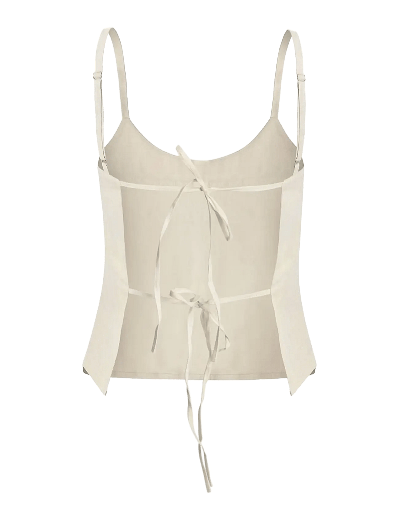 OW Collection - LUMA Tie Top - hihattomat paidat - beige - 2