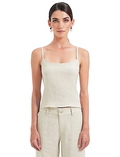 OW Collection LUMA Tie Top - Varrukateta topid - BEIGE / beige