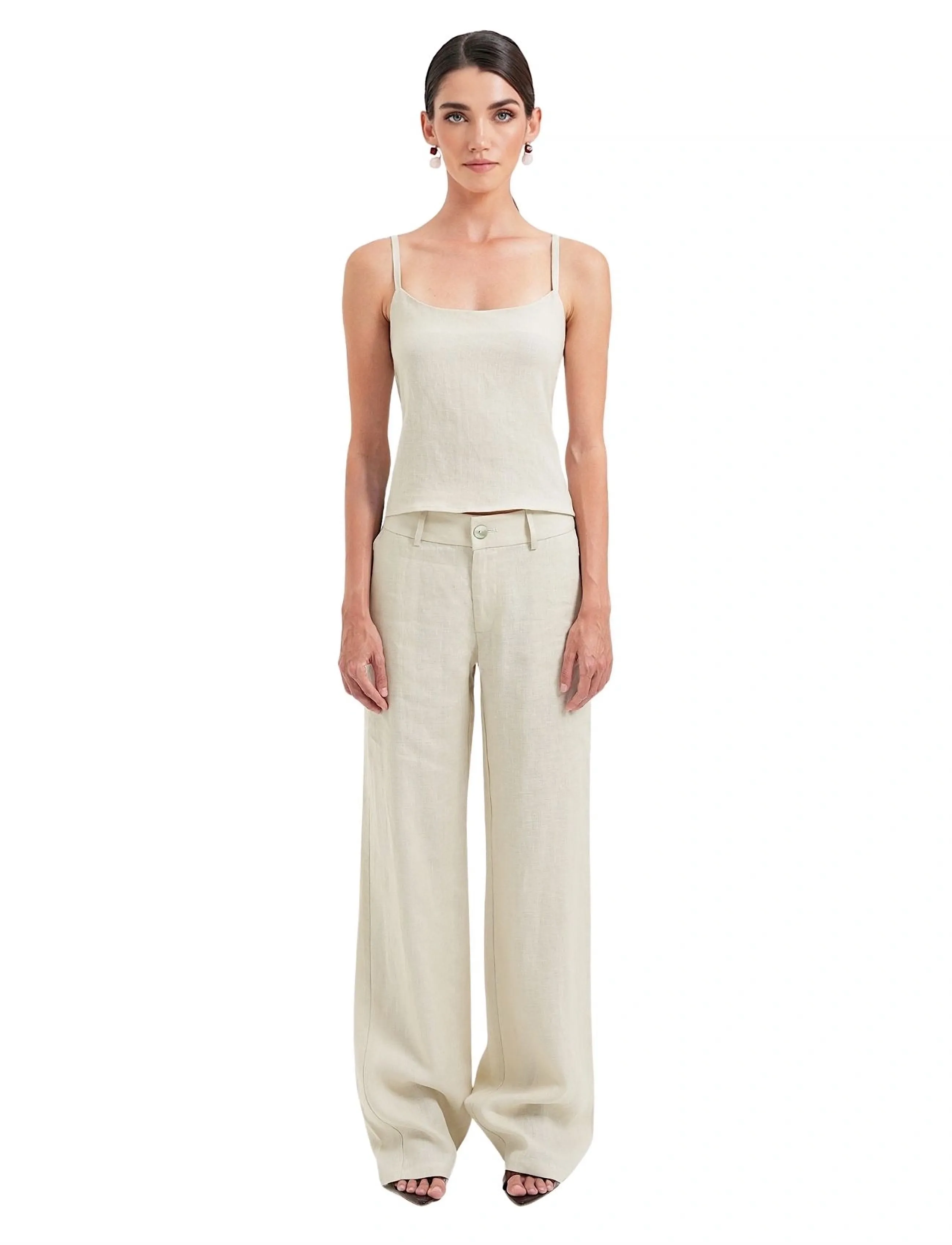 OW Collection - LUMA Tie Top - topid ja varrukateta alussärgid - beige - 5