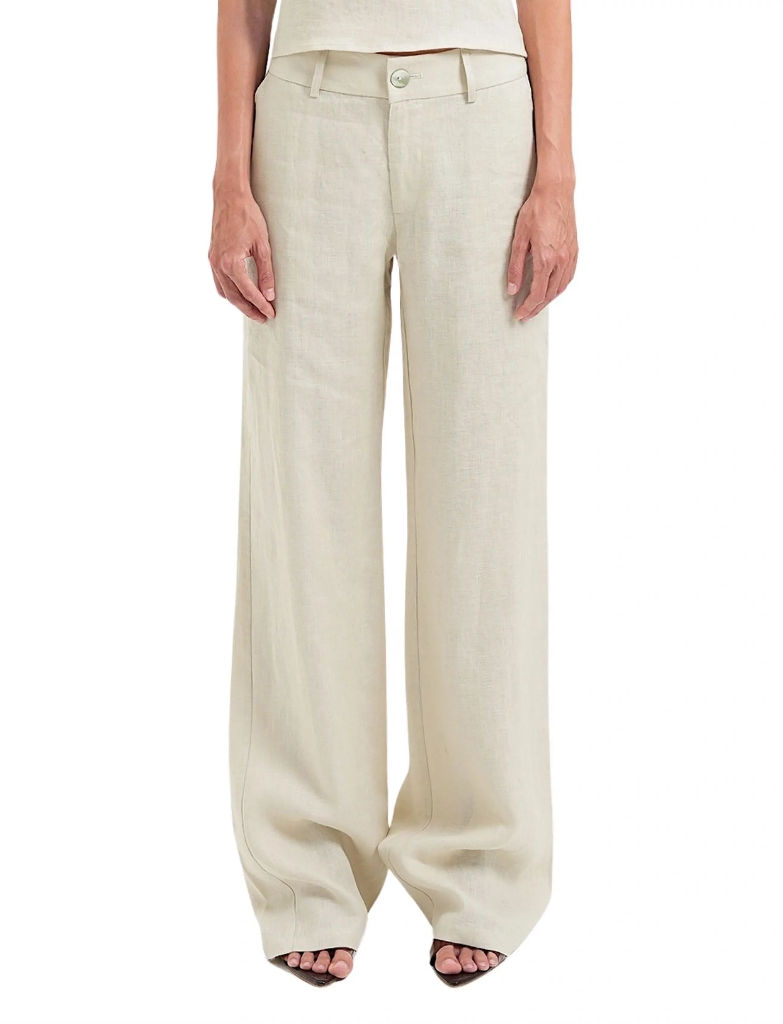 OW Collection Luma Pants, M, Beige, Bukser > Lige Ben, Dame