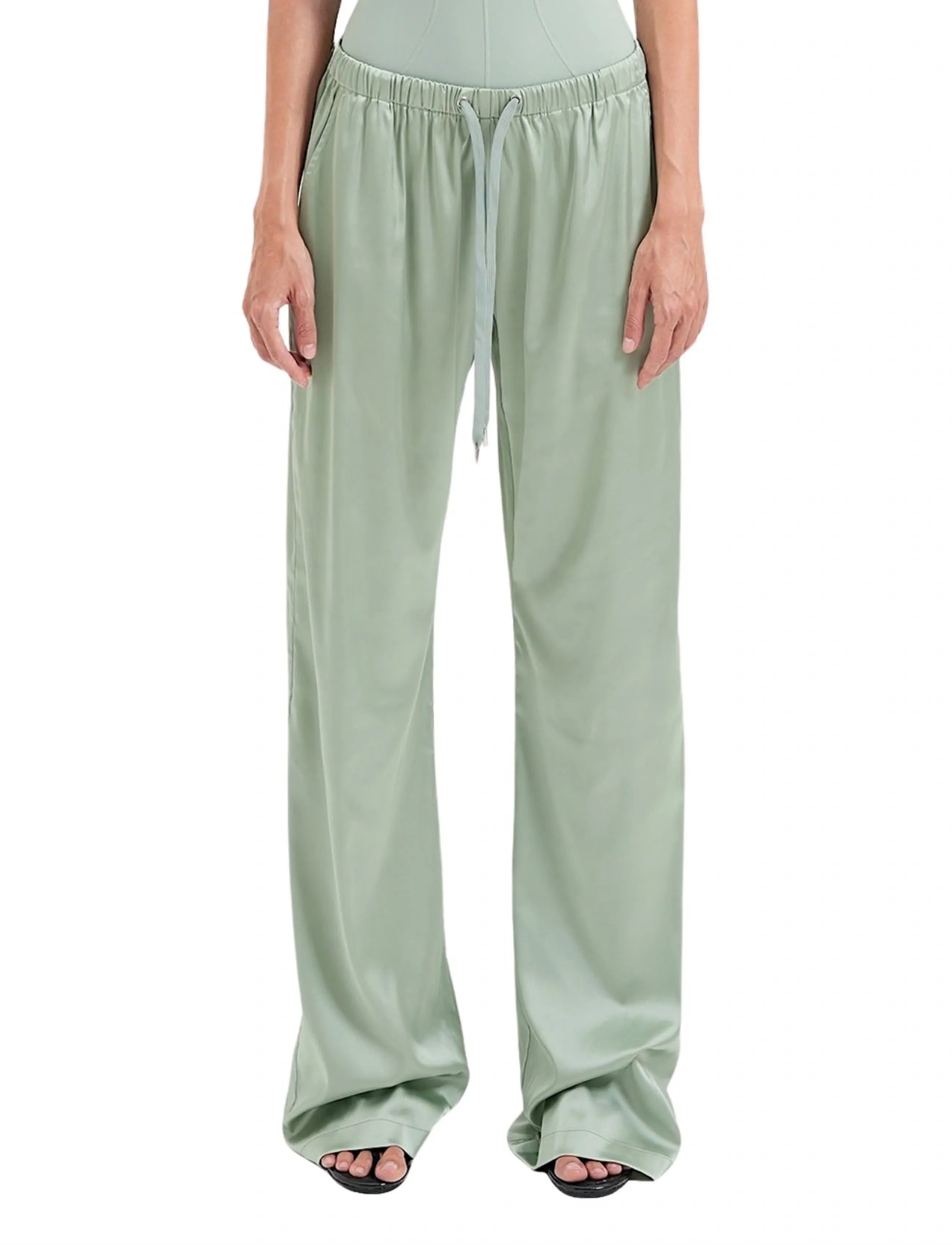 OW Collection Lea Pants, M, Trousers, Grün - Straight Leg, Frauen