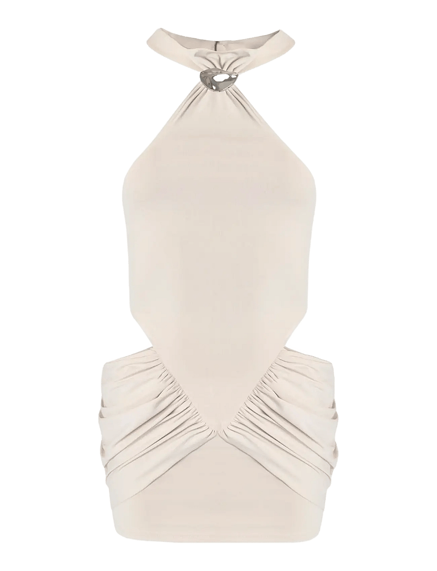 OW Collection - DIONE Mini Dress - kokteilikleidid - beige - 1