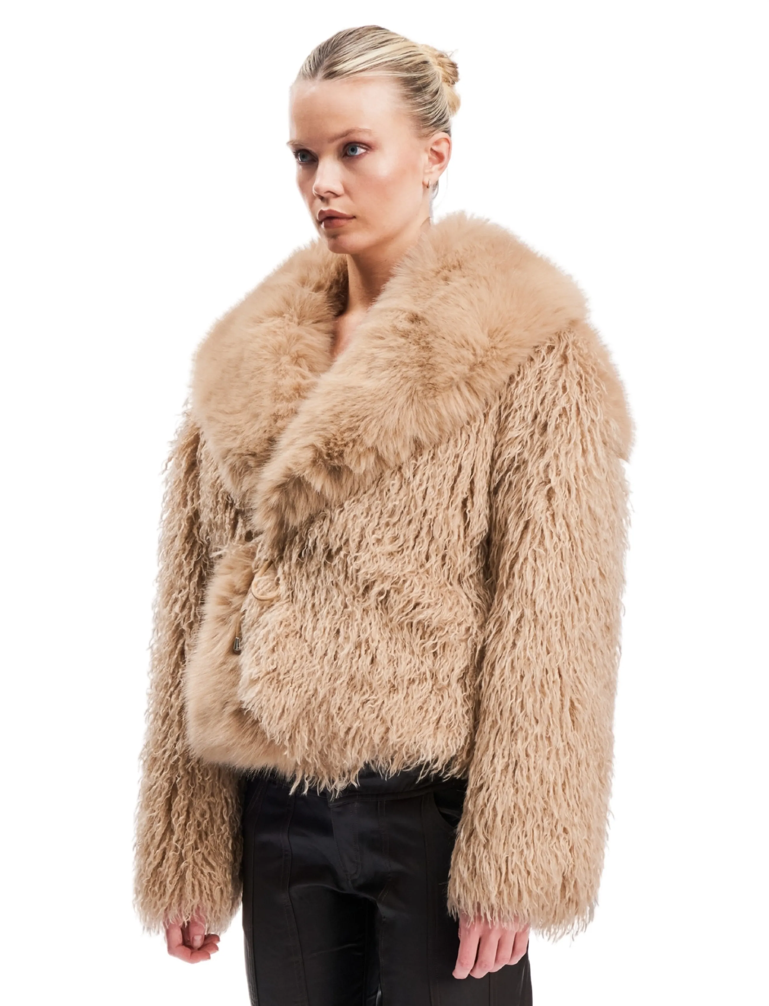 OW Collection - ALVA Faux Fur Jacket - tan - 3