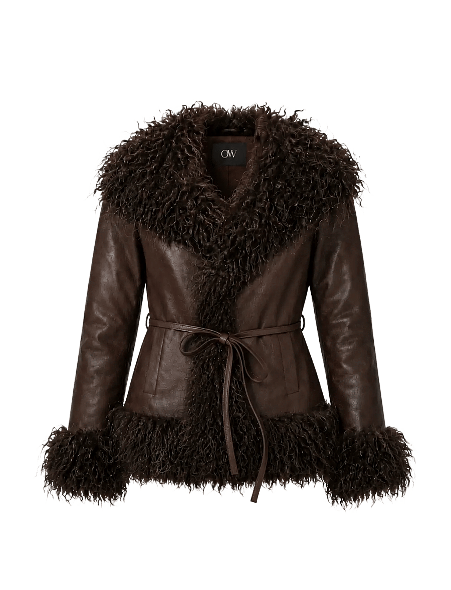 OW Collection - IDUN Faux Fur Jacket - kunstkarusnahk - brown mix - 1