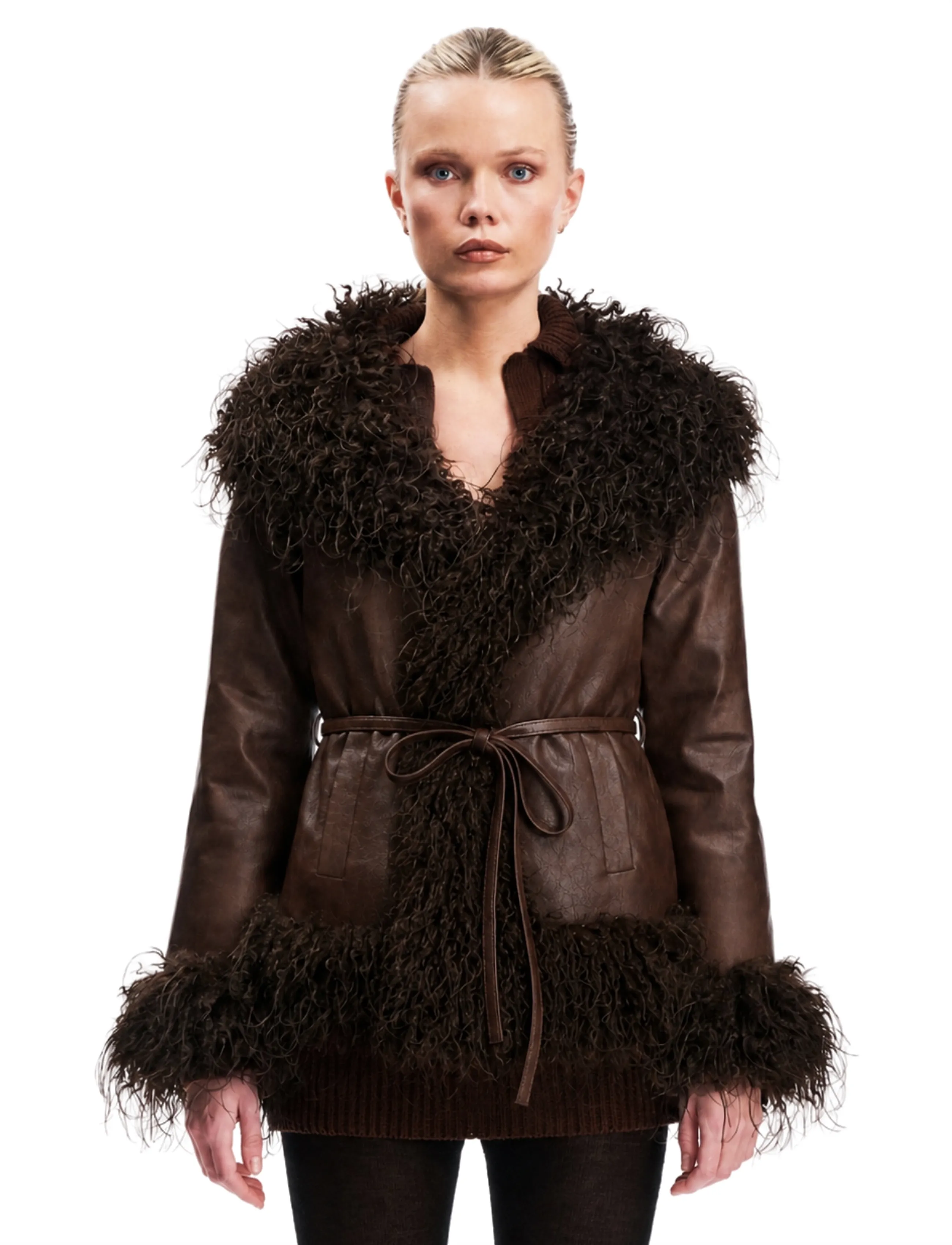 OW Collection IDUN Faux Fur Jacket - OW Collection - BROWN MIX / brown