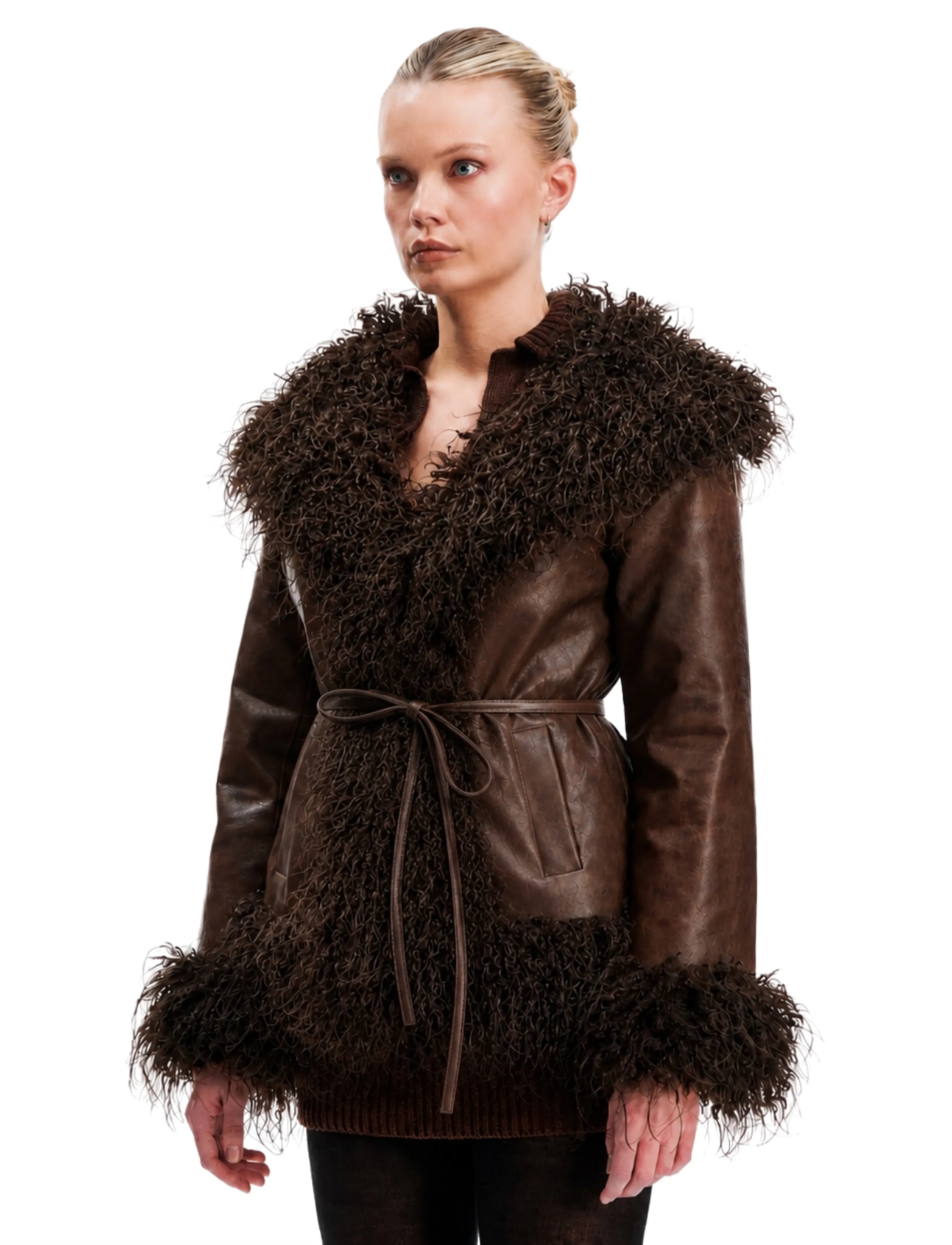 OW Collection - IDUN Faux Fur Jacket - kunstkarusnahk - brown mix - 3