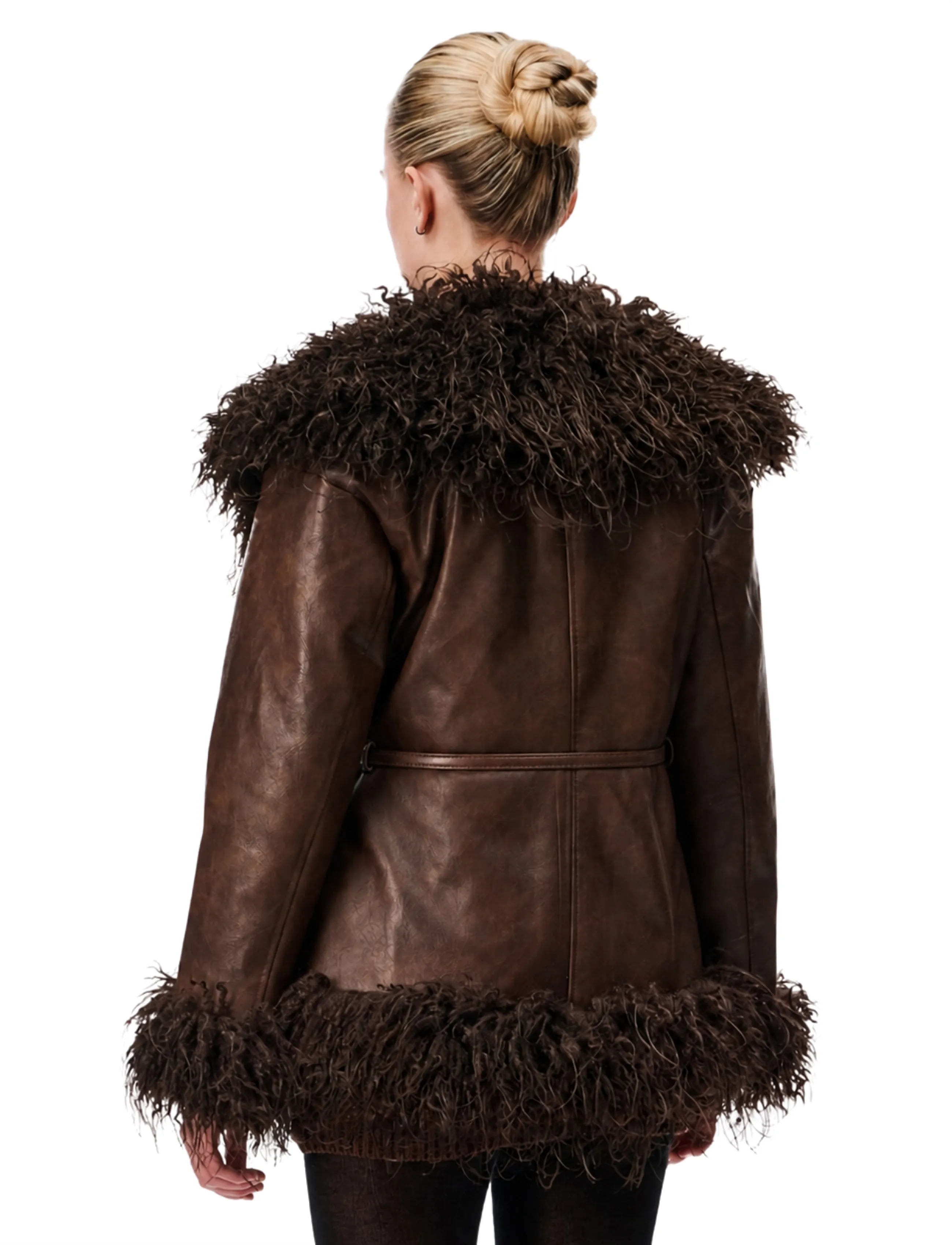 OW Collection - IDUN Faux Fur Jacket - kunstkarusnahk - brown mix - 4