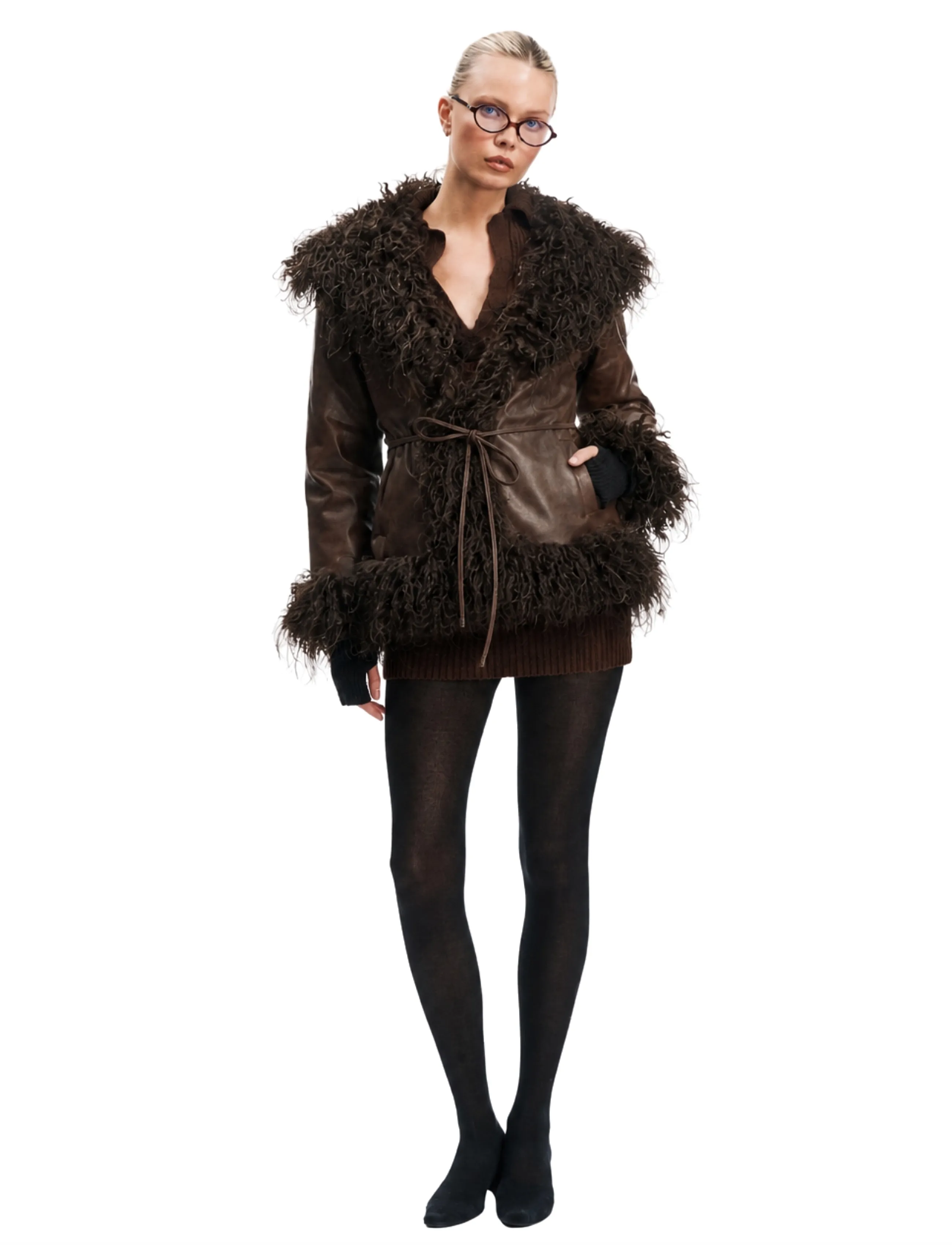 OW Collection - IDUN Faux Fur Jacket - kunstkarusnahk - brown mix - 5