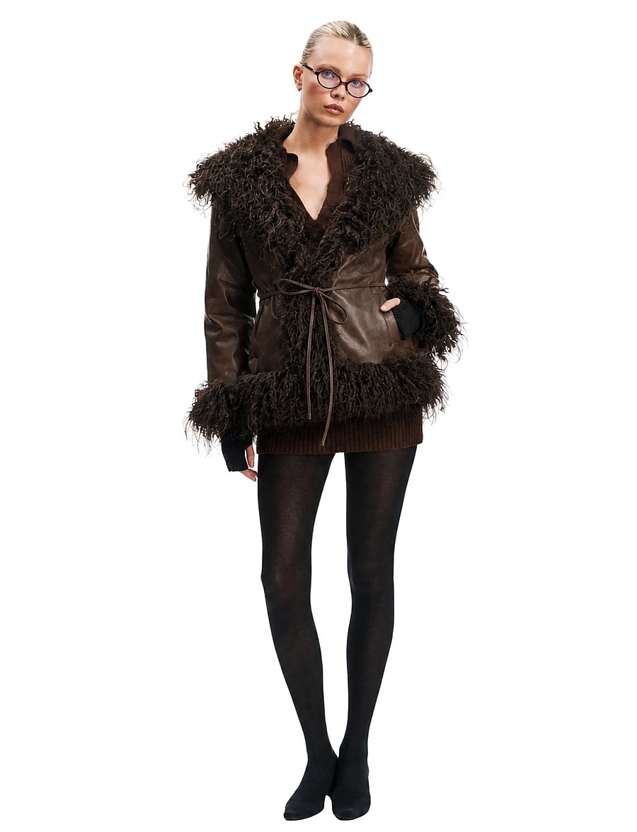 OW Collection - IDUN Faux Fur Jacket - kunstkarusnahk - brown mix - 5
