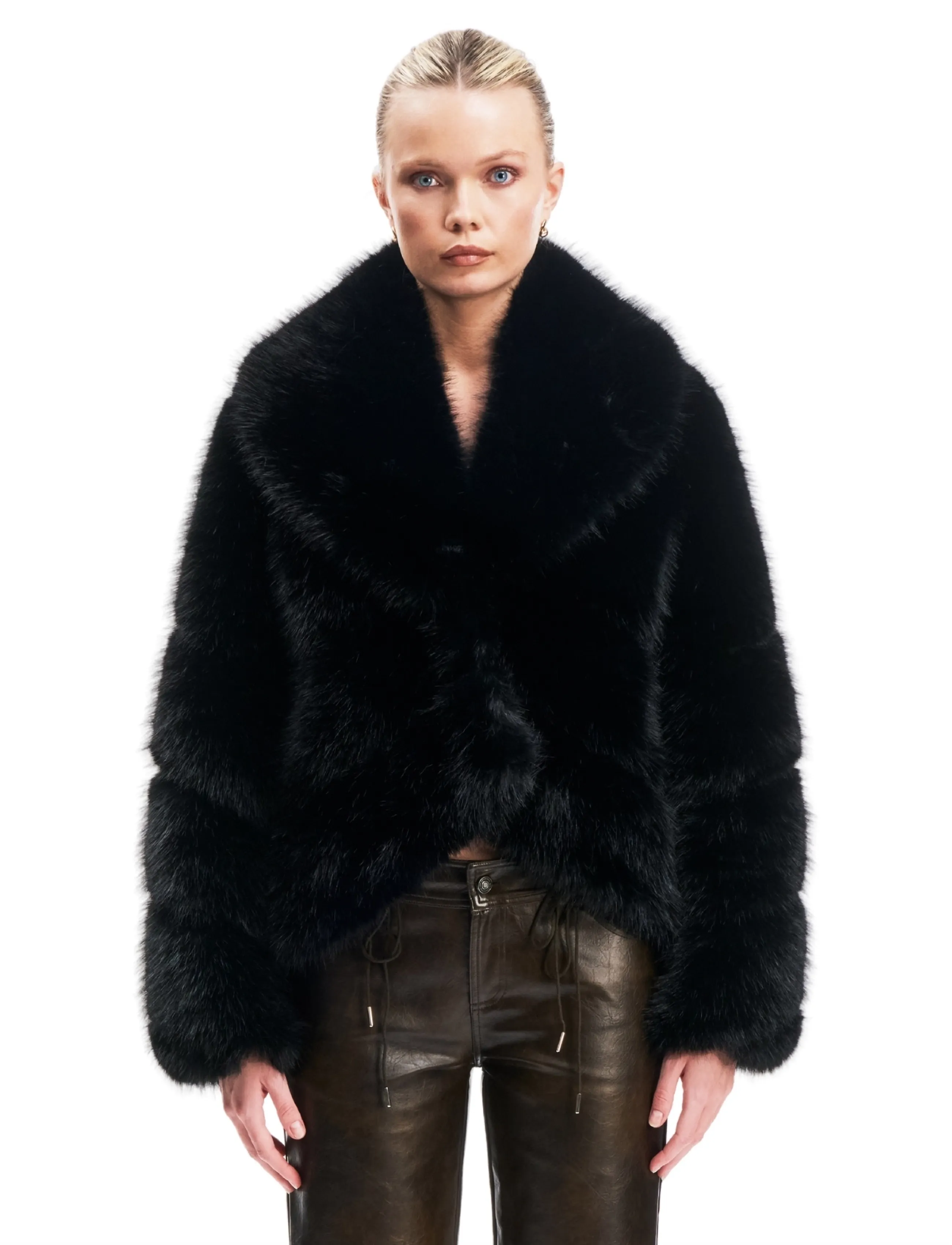 OW Collection MILAN Faux Fur Jacket - Imitatiebont jassen - BLACK / black