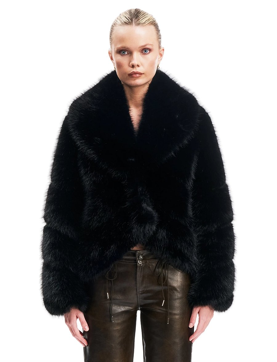 OW Collection - MILAN Faux Fur Jacket - imitatiebont jassen - black - 0