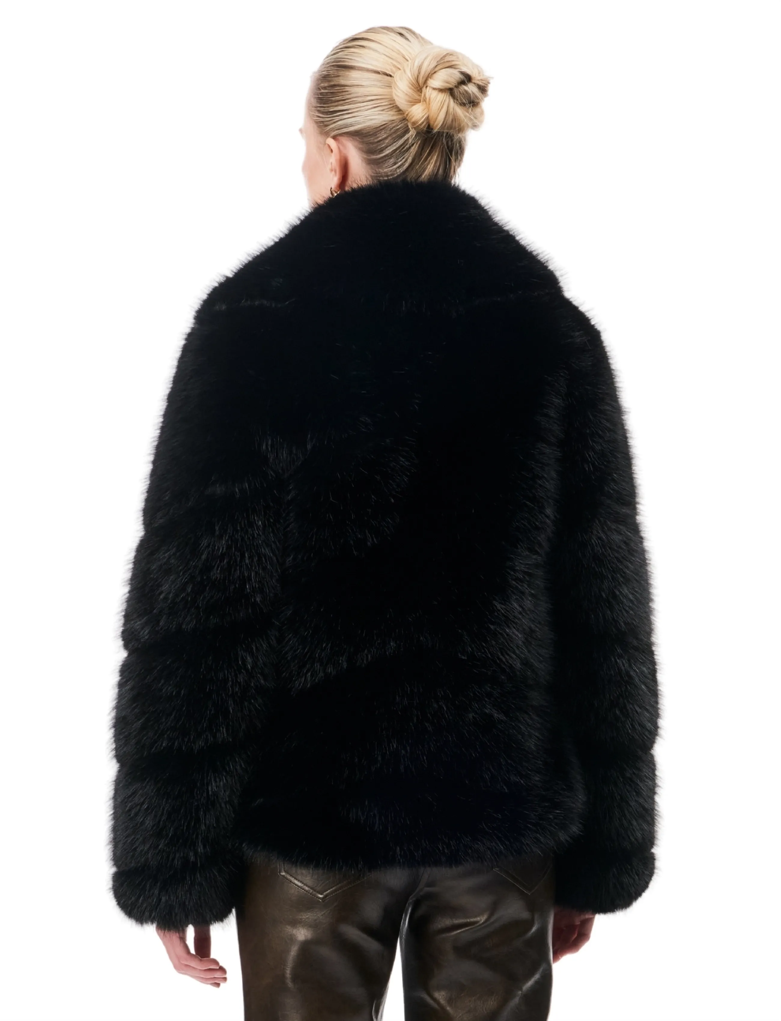 OW Collection - MILAN Faux Fur Jacket - imitatiebont jassen - black - 4