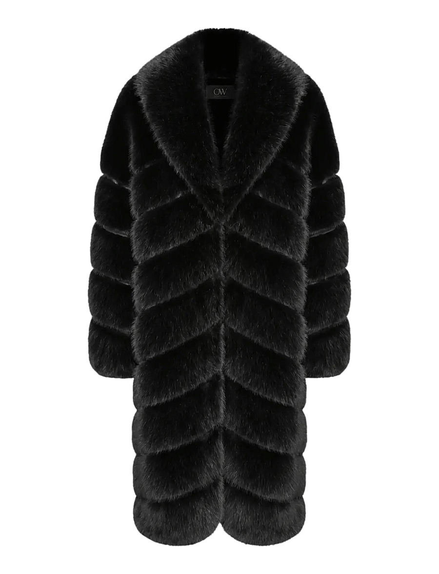 OW Collection - COPENHAGEN Faux Fur Coat - fuskpäls - black - 1